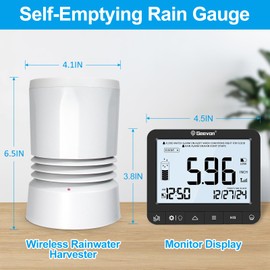 Geevon Portable Wireless Rain Gauge with Indoor Digital Display， High Precision Rainfall Measurement， Perfect for Garden and Farm Outdoor Use， Real Time Rainfall Measurement and Flood Alert System