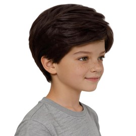 incohair Kids Dark Brown Wig Short Boys Brown Synthetic Hair Wig for Costume Cosplay Party Dress Up (Dark Brown)
