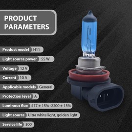 GKmow Pack-2 H11 Halogen Bulbs, Car Xenon Light Bulbs, 12V 55W Car High Beam Lights, Automobile Lights Replacement Kit, Universal for Most Cars, SUVs and Vans (White)