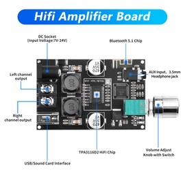 100W Bluetooth Amplifier Module, ZK-1001B Mono Channel Amplifier Board with TWS Coupling Function, 9-24V Stereo Audio Receiver Power Amplifier Board with Bluetooth/USB and AUX Inputs