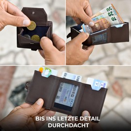Lederhand Neo Wallet, dark brown, Large coin compartment