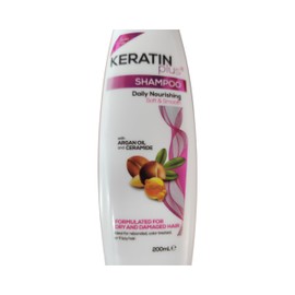 Champú Keratin Plus Con Aceite De Argán Y Ceramidas. Formulado Para Cabello Seco Y Dañado. Ideal Para Cabello Alisado, Teñido O Con Frizz. 200 Ml.