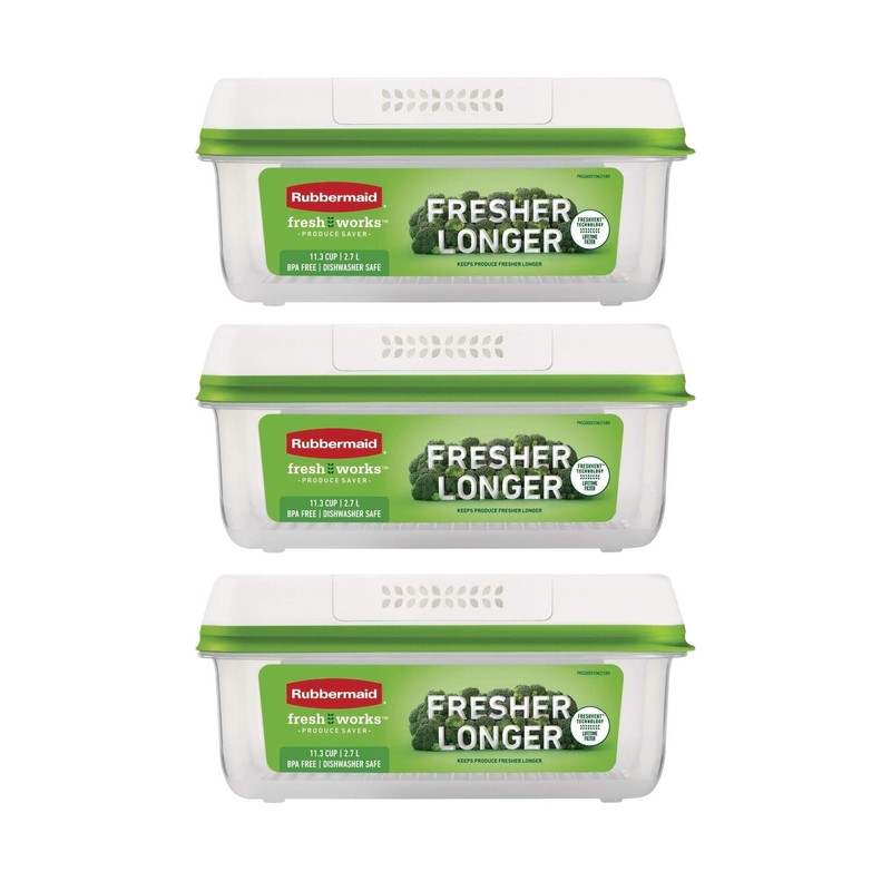 Rubbermaid FreshWorks Produce Saver, Large Storage Containers With Lids, Pack