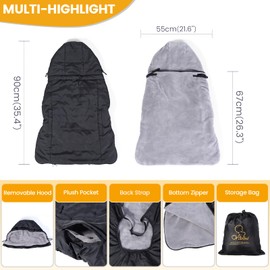 Orzbow Waterproof Baby Carrier Rain Cover,Universal Baby Carrier Winter Cover with Drawstring Hood,Warm Coral Fleece Liner,Front Pocket,Baby Sling Waterproof Cover with Zip for Winter,Spring,Autumn