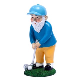 MOOCOCO 8.3 Inch Golf Gnomes Statues,Outdoor Golf Playing Garden Gnome Statue,Patio Yard Lawn Desk Home Office Decoration,Resin Dwarfs Figurine,1 Pc