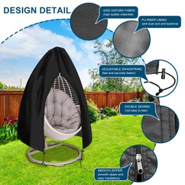 RICHIE 75”x45” Patio Egg Chair Covers Waterproof & UV Resistant, Heavy-Duty Zippered Cover for Outdoor Egg Swing Chairs, Hanging Chairs, All-Weather Protection for Garden, Balcony, Poolside Owners