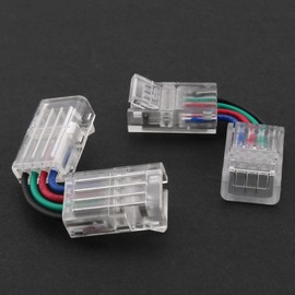 LUORNG 8PCS 10mm 4 Pin Solderless L Shape Connector for RGB Strip Light 90 Degree Corner Solderless Extension Connector for 5050 SMD RGB Strip Light