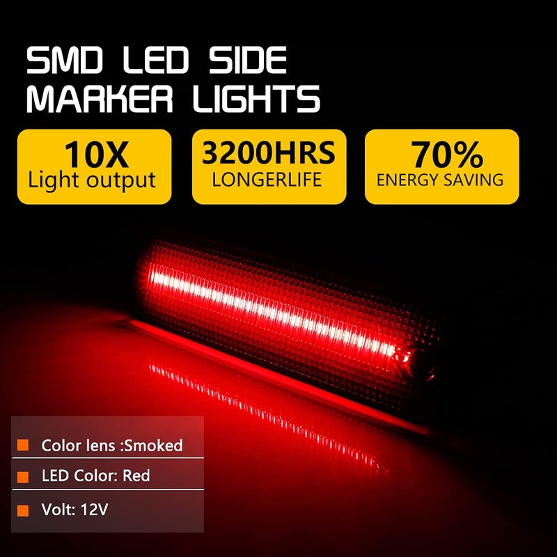 Tonsya Full Red Led Lamps Smoked Lens kit Compatible With