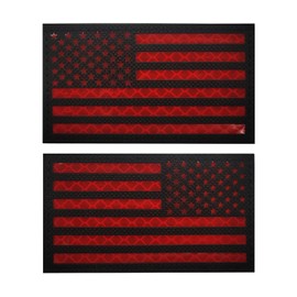 EmWoot 2PCS America American Flag Patches IR Infrared Reflective Patch Laser Cut Patch Regular and Reverse Hook and Loop(3.5x2 Inch Red Black)