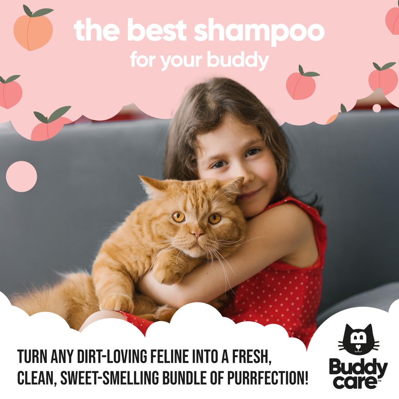 Buddycare Peach Cat Shampoo - Deep Cleansing Shampoo for Cats