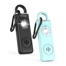 TECKNET Rechargeable Personal Safety Alarm for Women, 2-Pack 130dB Keychain Alarm with SOS Strobe Light, Low Battery Notice, Personal Alarm Loud Siren for Girls Kids Elderly