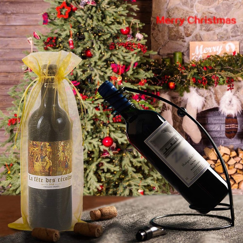 HRX Package 30pcs Organza Wine Bags, Sheer Mesh Bottle Gift