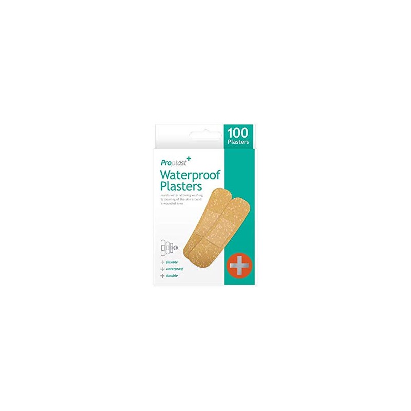 Assorted Size Waterproof Plasters Pack, 100 Count, Flexible Durable Protection