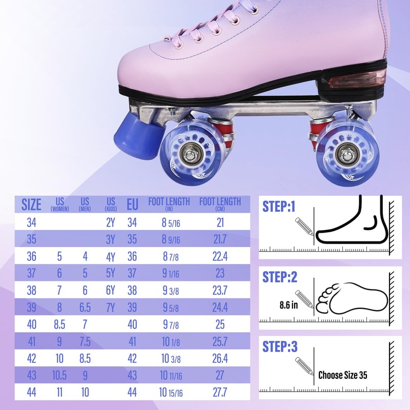 SMOOJOY Quad Roller Skates for Women and Men - PU