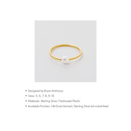 Bryan Anthonys Grit Dainty Ring, Sterling Silver Rings for Women, Pearl, Size 8