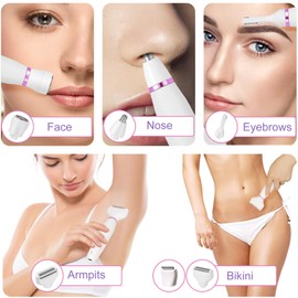 Bikini Trimmer für Frauen Schamhaare, 5in1 elektrischer Damen Rasierer Trimmer für Bikinizone Achselbein Arm Körper Gesichtshaare und Augenbrauen Eletctric Rasierer, Wiederaufladbar Wasserdicht