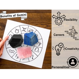 Amazing Gemstone Gemini Zodiac Healing Crystal Set, Pack of 3 Crystals Raw Stones Astrology Gifts for Women