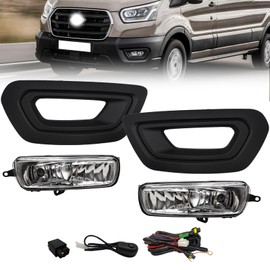 Fog Lights Compatible with 2020-2023 2024 Ford Transit Bumper Driving Fog Lamps Covers W/Wiring Left & Right Side Clear Lens