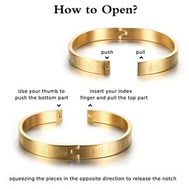 AIDUOMIRZER Stainless Steel Bangle Bracelet Gold Roman Numeral for Men & Women, Luxury Jewelry Bracelets, Adjustable Cuff Bracelet, Leopard Head Charm