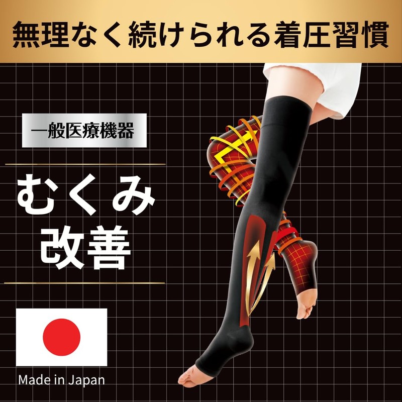 Slim Walk Compression Socks Medical Lymph Socks Long Toeless Black