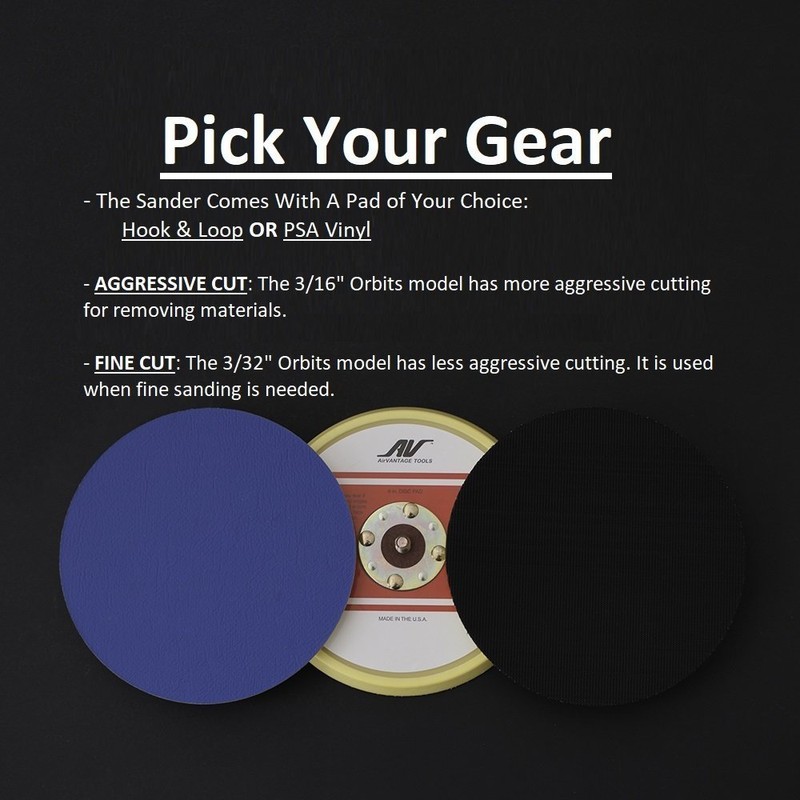 AirVANTAGE Industrial Grade Random Orbital Air Sander Non-Vacuum With Low-Profile