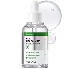 WELLAGE Real Cica Calming Trouble Ampolla - Suero calmante coreano para el cuidado de la piel, Madecassoside Centella Asiatica Pantenol Niacinamida, Alivio del enrojecimiento, Control de sebo, mejora