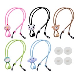 EHDWXVZM 5 Lanyard Glasses Chains, 2 Pairs of Non-Slip Rings, Children's Glasses Straps, Children's Sunglasses Straps, Glasses Strap, Red, yellow, blue, green, purple