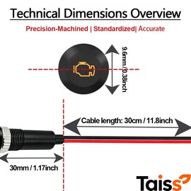 Taiss 8mm (5/16") 12V LED Metal Indicator Light, Yellow Check Engine Symbol Dash Pilot Light, Panel Mount Signal Warning Lamp for Automotive Car Truck