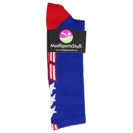 MadSportsStuff Patriot Stars and Stripes Team USA American Flag Crew Socks (Royal/Red/White, X-Large)