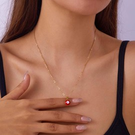 Inateannal Boho Evil Eye Necklace Gold Evil Eye Pendant Necklace Turkish Red Eye Necklace Lucky Devil Eye Chain Necklace Vintage Protection Necklace