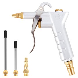 Compressed Air Gun Air Gun for 1/4 Inch Quick Coupling European Style Quick Coupling Compressed Air Accessories, with 3 Nozzles, High Pressure Blow Gun Industrial Cleaning Tool
