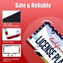Jamaica Flag with Half American Flag License Plate Frame 1 Pack Stainless Steel Car License Plate Accessory Personalize Decor 12.3" X 6.3" with 4 Holes Screw for Men Women