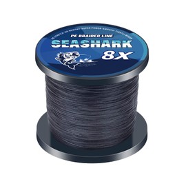 Seashark Braided Fishing Line Color Never Fade 8 Strands Super Strong PE Fishing Line (Black, 30lb 0.26mm-100m/109Yards)