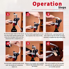 Rabbit Corkscrew Wine Opener,Luxury Wine Opener Set,Stainess Steel Bottle Opener Kit for All Wines, including Opener,Foil Cutter, Wine Stopper Pourer, Extra Spiral and Drip Ring,Black Gift Box.