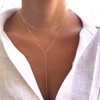 TseenYi Layered Y Lariat Necklace Gold Beads Chain Lariat Necklace