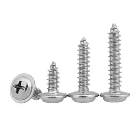 M4 x 12mm Self Tapping Screws, 100 Pcs Flange Phillips 304 Stainless Steel Screws, Fasteners Bolts for Plastic Wood Furniture and Drywall