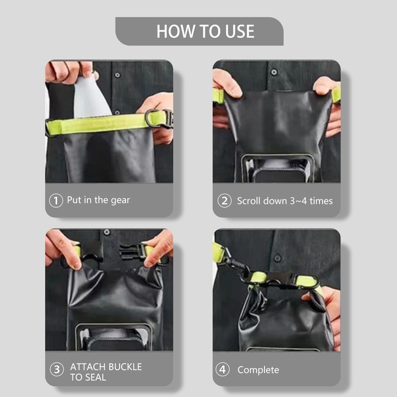 Waterproof Dry Bag with Adjustable Strap & Phone Pouch Roll