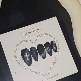 Dawn Fog [Handmade Nail Tips] Emily Nail - Long Square / 새벽물안개 [수제네일팁] 에밀리네일 - 롱스퀘어