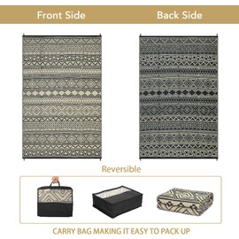 GlowSol 9x18 Outdoor Rug Waterproof Carpet with Carry Bag Outdoor Plastic Straw Rug for Patio Modern Camping Mat Easy Cleaning Reversible Outdoor Carpet for Balcony Deck Backyard RV Picnic,Brown