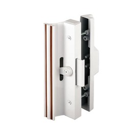White Clamp-Style Surface Mount Sliding Glass Door Handle 4-15/16" Screw Holes