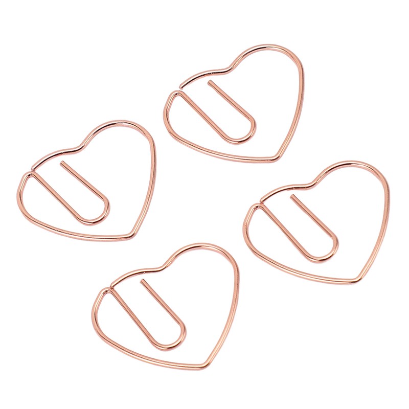 100Pcs Heart Shaped Paper Clips Iron Decorative Paperclips Set with