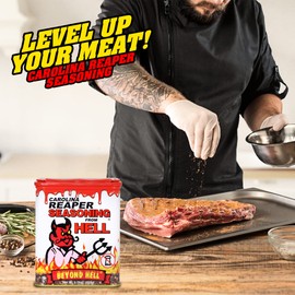 Carolina Reaper Seasoning From Hell - 5.25 oz. - SALT FREE Premium Gourmet Spicy Hot Carolina Reaper Seasoning for Buffalo Wings, Steaks, Chicken – Warning - Try if you Dare!
