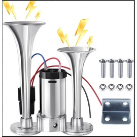 600DB Super Loud Dual Electric Air Horns Kit for Vehicles,12V Waterproof Air Horns Replacement Kit with Compressor, Car, Motorcycle, Truck, SUVs, Truck, Boats Automotive Accessories Universal