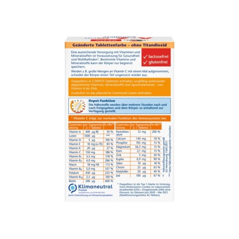 Doppelherz Aktiv A-Z Complete Depot Dietary Supplement with Vitamins-Minerals-Trace Elements