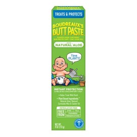 Boudreaux's Butt Paste with Natural* Aloe Diaper Rash Cream, Ointment for Baby, 4 oz Tube, 2 Pack