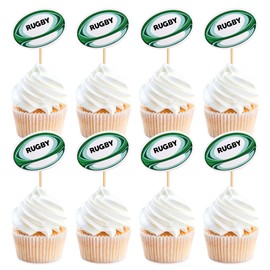 Ercadio - Paquete de 24 piezas de decoración de cupcakes de fútbol americano ensambladas para balón de rugby, púas de magdalenas de fútbol americano con temática deportiva para baby shower, fútbol, fiesta de cumpleaños, decoración de pasteles