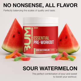 RAW Essential Pre-Workout Powder (Sour Watermelon) - Chris Bumstead Sports Nutrition Supplement for Men & Women - Preworkout Energy Powder with Caffeine, L-Citrulline, L-Tyrosine, & Beta Alanine Blend