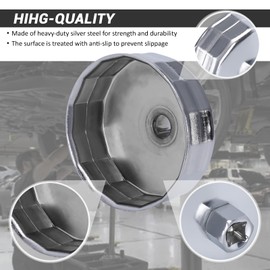 73-74mm 15 Flutes Oil Filter Cap Wrench Removal Tool Socket Compatible with AC Delco PF63/PF64 Oil Filter, for Chrysler, GM, Equinox 1.5L and Chevy Silverado 4.3L Engine, Silver Heavy-Duty Alloy Steel