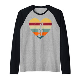 Vintage Retro Heart Love Music Hip Hop Dj Musical Artist Raglan Baseball Tee