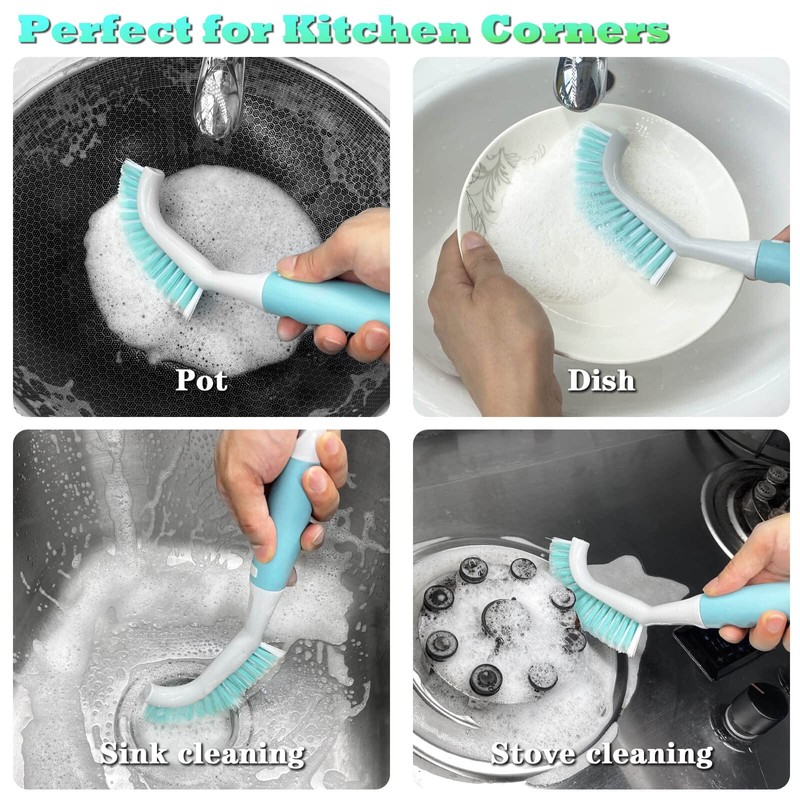 2Pcs Cleaning Brushes, Multi-Purpose Right Angle Brush Scrubbing Kitchen Bathroom